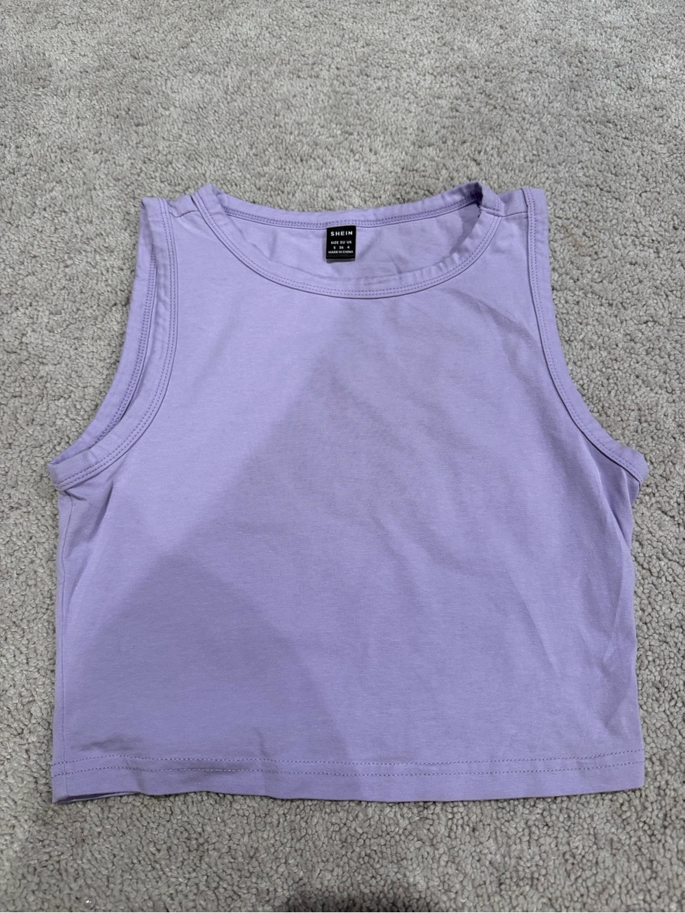 SHEIN Lavender Crop Tank - Sleeveless Ribbed Trim